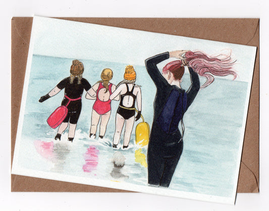 Red Hair Wild Swimming Card