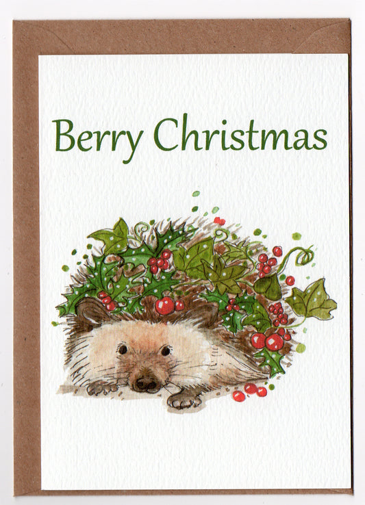 - Christmas Card - Berry Christmas Hedgehog