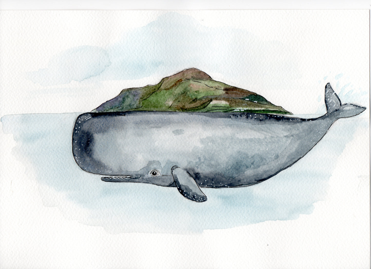 A4 Print - Holy Isle & Sperm Whale