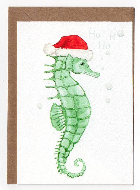 - Christmas Card - Santa Hat Seahorse